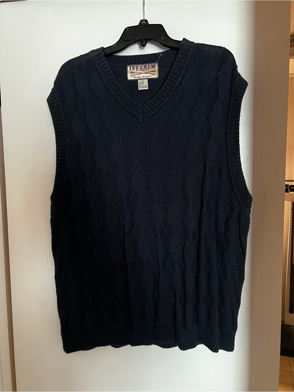 Ivy Crew Navy V-Neck Cable Knit Sweater Vest
